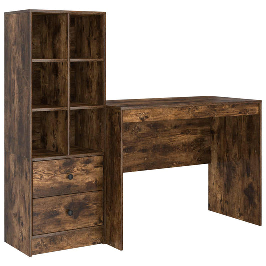 vidaXL Desk with Drawer 2 pcs Smoked Oak