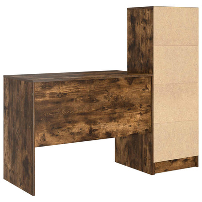 vidaXL Desk with Drawer 2 pcs Smoked Oak