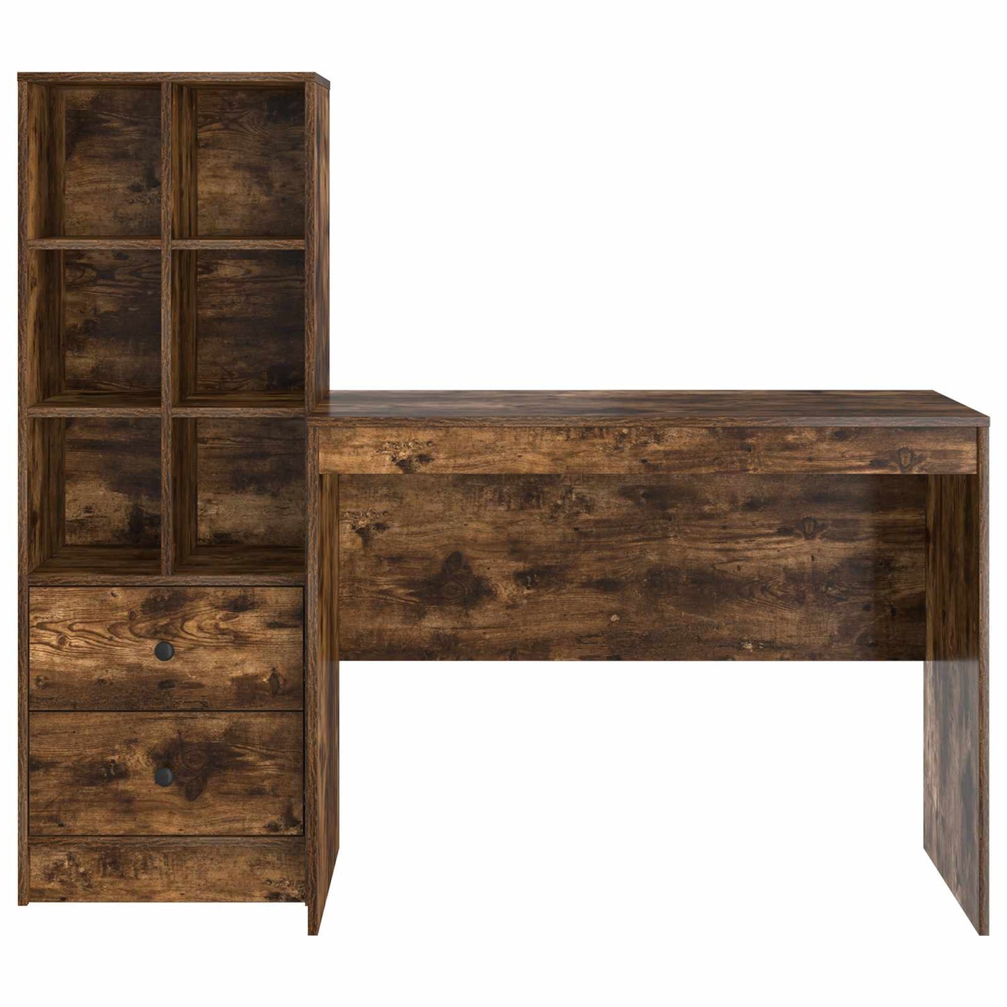 vidaXL Desk with Drawer 2 pcs Smoked Oak