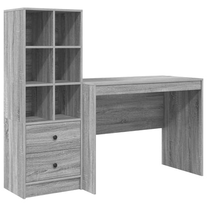 vidaXL Desk with Drawer 2 pcs Grey Sonoma