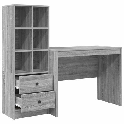 vidaXL Desk with Drawer 2 pcs Grey Sonoma