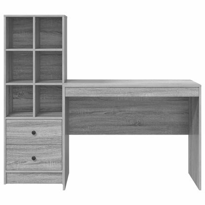 vidaXL Desk with Drawer 2 pcs Grey Sonoma