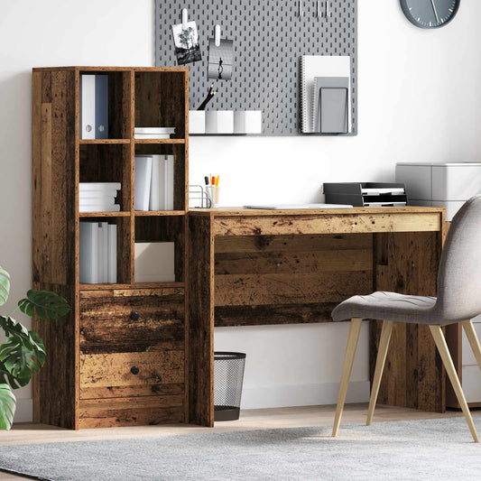 vidaXL Desk with Drawer 2 pcs Old Wood
