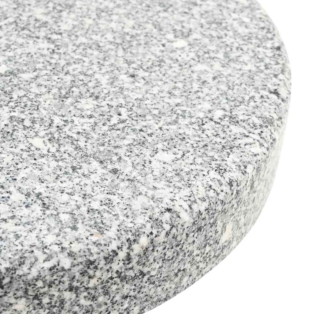vidaXL Parasol Base 29.8kg Grey Granite and Stainless Steel Round