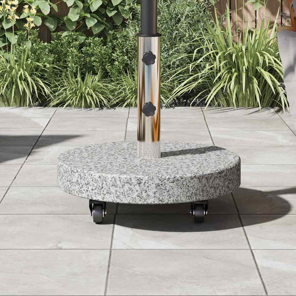vidaXL Parasol Base 29.8kg Grey Granite and Stainless Steel Round