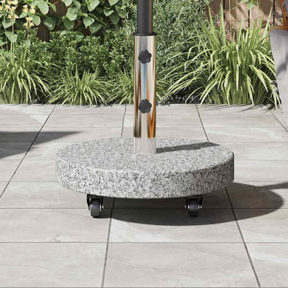 vidaXL Parasol Base 29.8kg Grey Granite and Stainless Steel Round