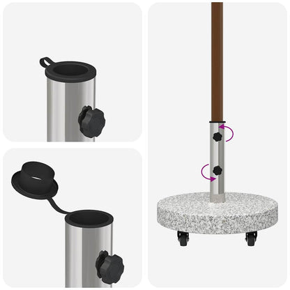 vidaXL Parasol Base 29.8kg Grey Granite and Stainless Steel Round