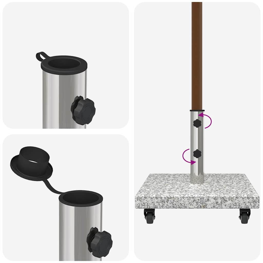 vidaXL Parasol Base 30kg Gery Granite Square