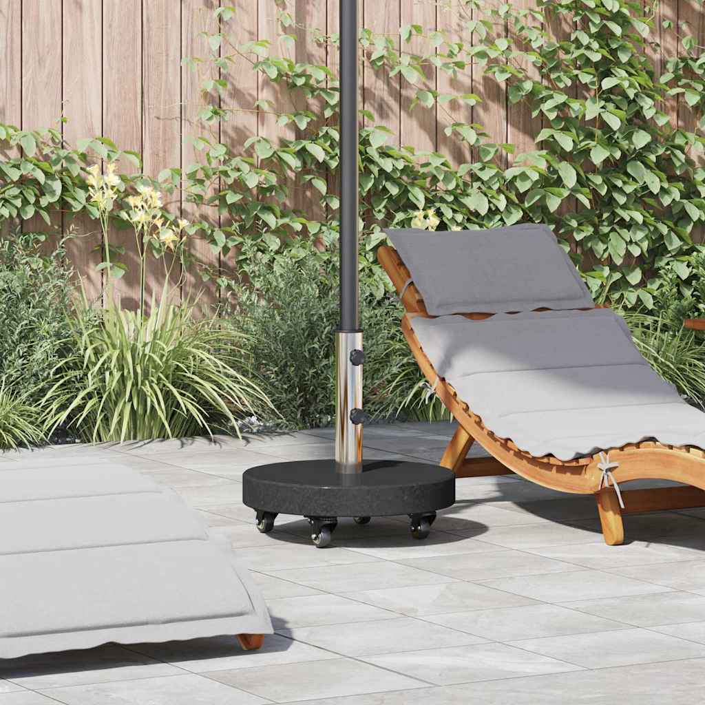 vidaXL Parasol Base 30kg Black Granite and Stainless Steel Round