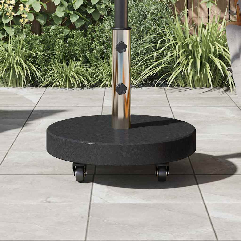 vidaXL Parasol Base 30kg Black Granite and Stainless Steel Round