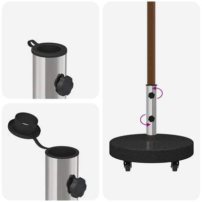 vidaXL Parasol Base 30kg Black Granite and Stainless Steel Round