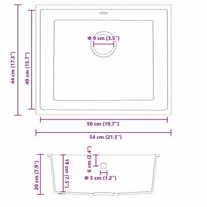 vidaXL Kitchen Sink Grey 54 x 44 x 20 cm Granite