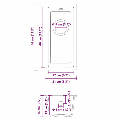 vidaXL Kitchen Sink Grey 21 x 44 x 14 cm Granite