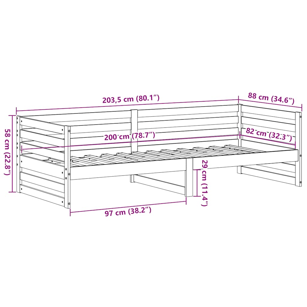 vidaXL Day Bed without Mattress 80x200 cm Solid Wood Pine
