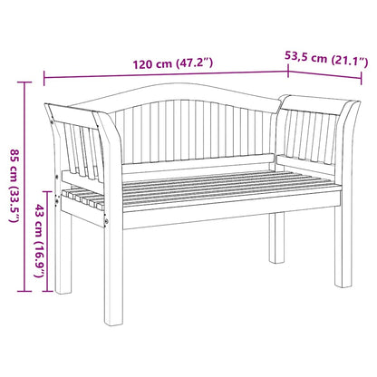 vidaXL Bench Brown 120 x 53.5 x 85 cm Solid Teak wood