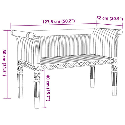 vidaXL Bench Brown 127.5 x 52 x 80 cm Solid Teak wood