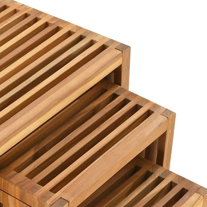 vidaXL Garden Side Table 3 pcs Brown 33 x 44.5 x 51 cm Solid Teak Wood