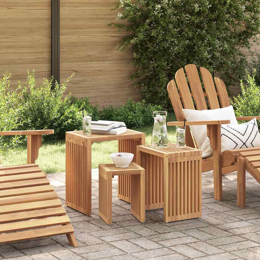 vidaXL Garden Side Table 3 pcs Brown 33 x 44.5 x 51 cm Solid Teak Wood