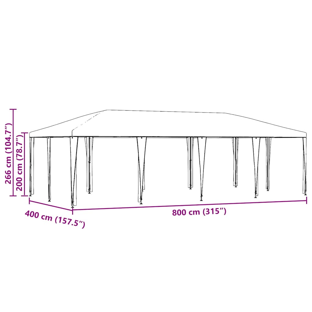 vidaXL Party Tent Anthracite 800 x 400 x 266 cm Polyethylene and Steel