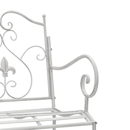 vidaXL Garden Bench Antique White 104 x 54 x 93 cm Steel