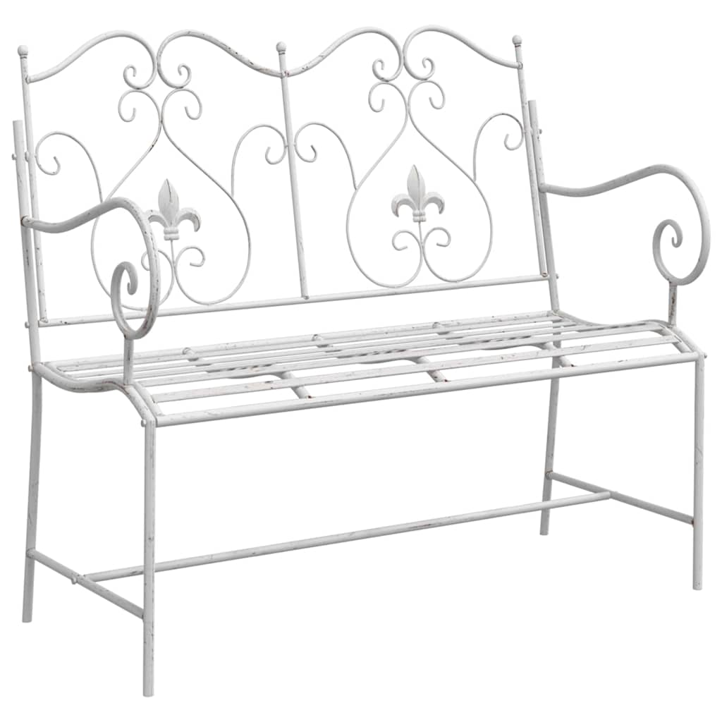 vidaXL Garden Bench Antique White 104 x 54 x 93 cm Steel