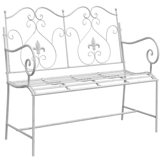 vidaXL Garden Bench Antique White 104 x 54 x 93 cm Steel