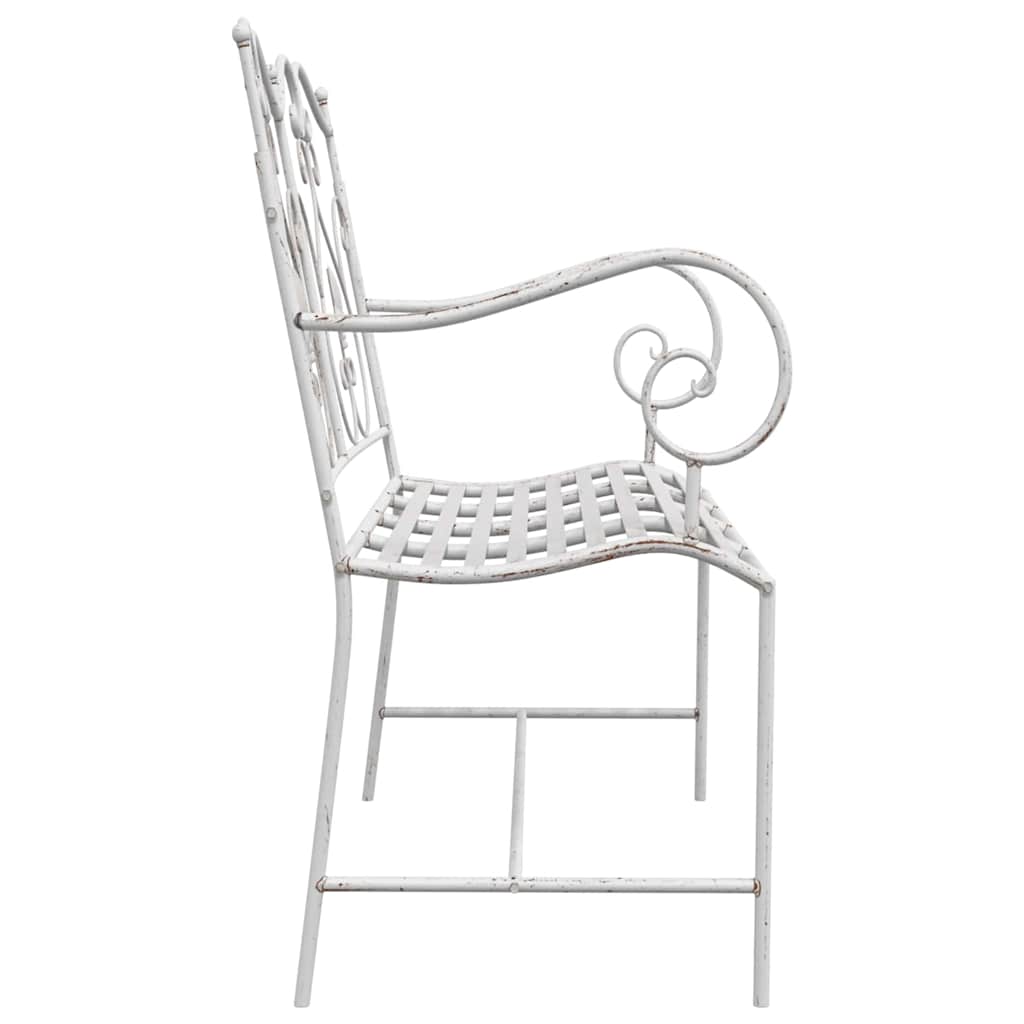 vidaXL Garden Bench Antique White 104 x 54 x 93 cm Steel