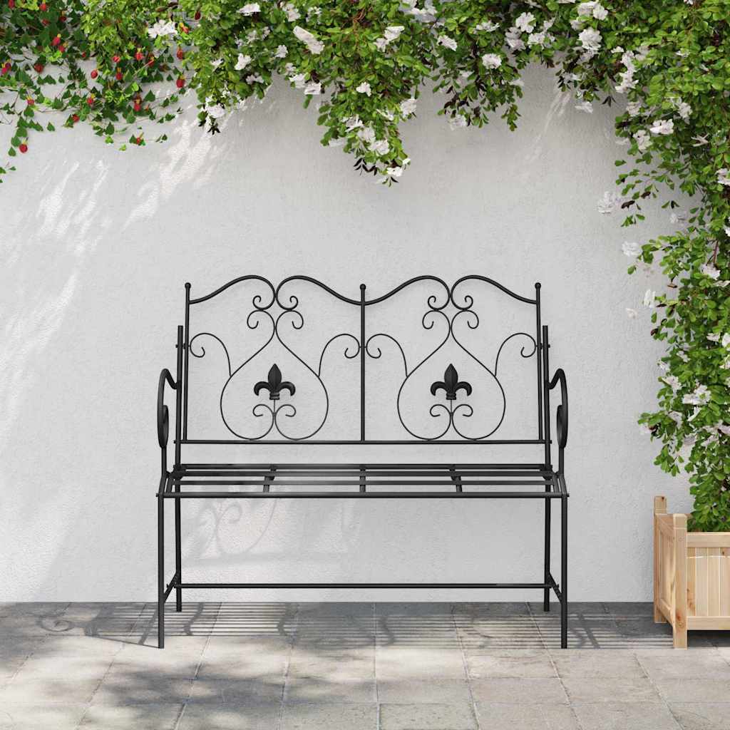 vidaXL Garden Bench Black 104 x 54 x 93 cm Steel