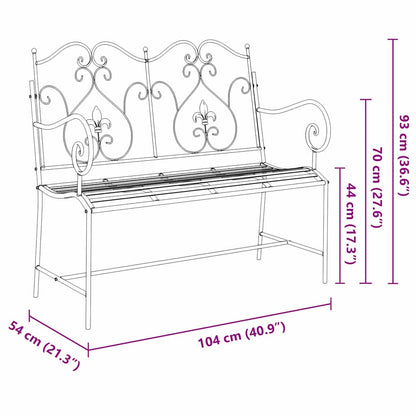 vidaXL Garden Bench Black 104 x 54 x 93 cm Steel