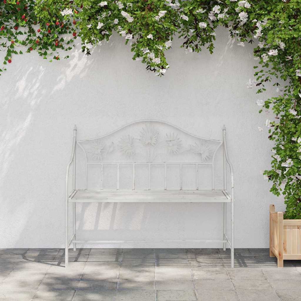 vidaXL Garden Bench Antique White 104 x 52.5 x 89 cm Steel