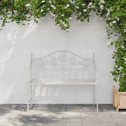 vidaXL Garden Bench Antique White 104 x 52.5 x 89 cm Steel