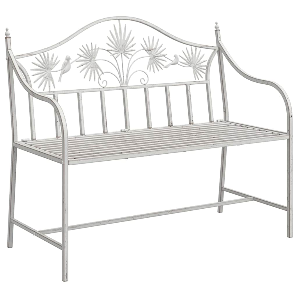 vidaXL Garden Bench Antique White 104 x 52.5 x 89 cm Steel