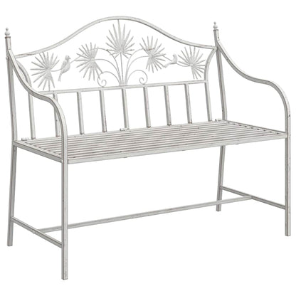vidaXL Garden Bench Antique White 104 x 52.5 x 89 cm Steel