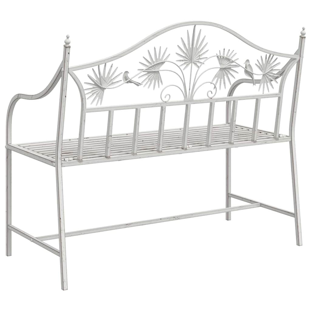 vidaXL Garden Bench Antique White 104 x 52.5 x 89 cm Steel