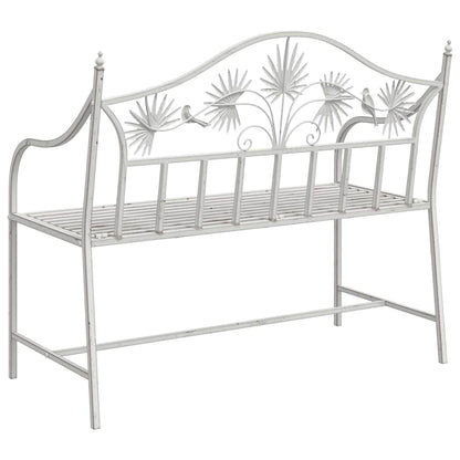 vidaXL Garden Bench Antique White 104 x 52.5 x 89 cm Steel