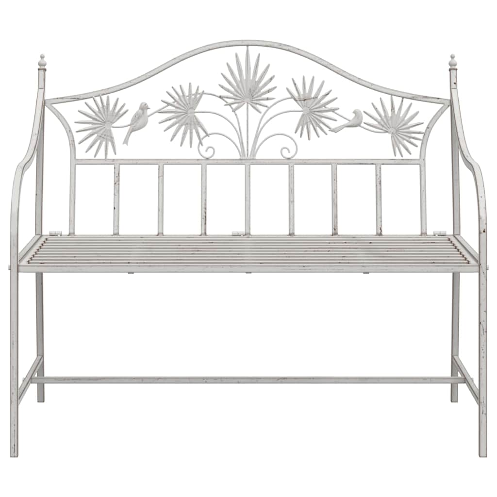 vidaXL Garden Bench Antique White 104 x 52.5 x 89 cm Steel