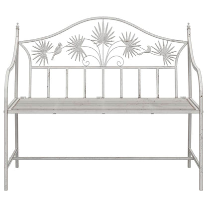 vidaXL Garden Bench Antique White 104 x 52.5 x 89 cm Steel