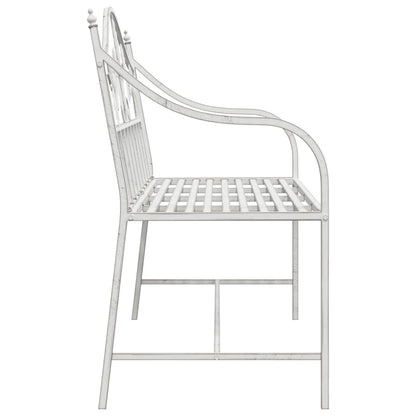 vidaXL Garden Bench Antique White 104 x 52.5 x 89 cm Steel