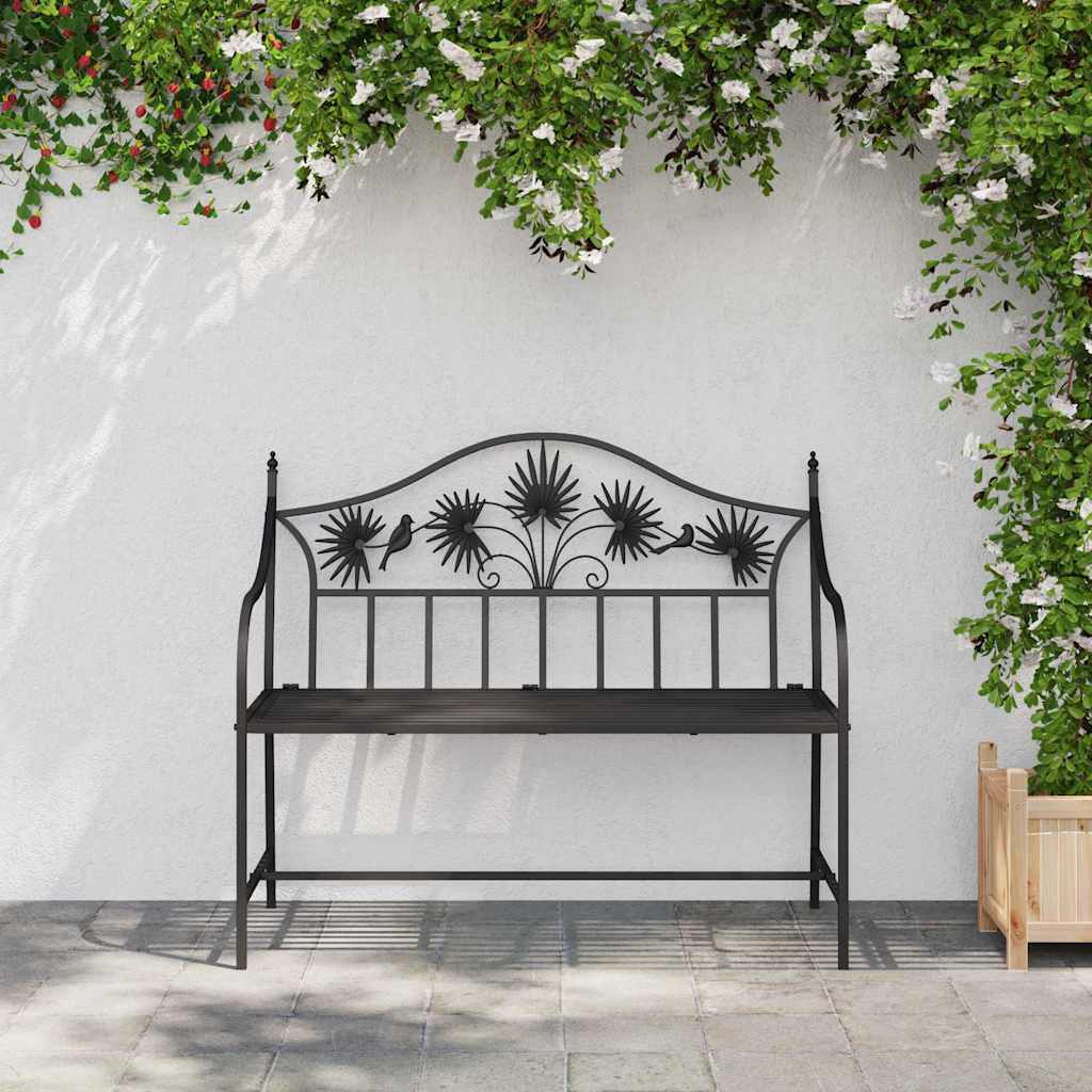 vidaXL Garden Bench Black 104 x 52.5 x 89 cm Steel