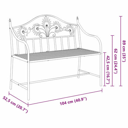 vidaXL Garden Bench Black 104 x 52.5 x 89 cm Steel