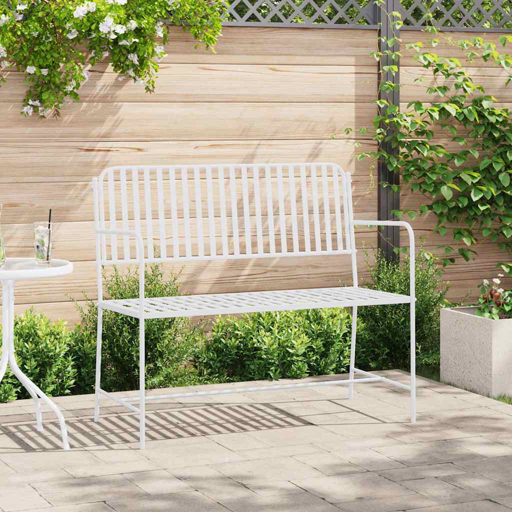 vidaXL Garden Bench Plain White 103.5 x 51.5 x 90 cm Steel