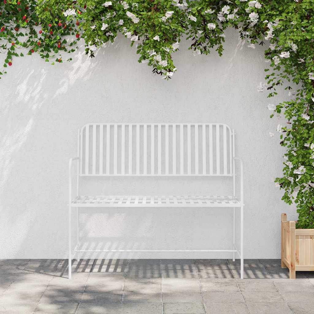 vidaXL Garden Bench Plain White 103.5 x 51.5 x 90 cm Steel