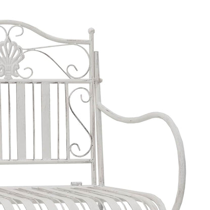 vidaXL Garden Bench Antique White 103.5 x 59 x 89 cm Steel