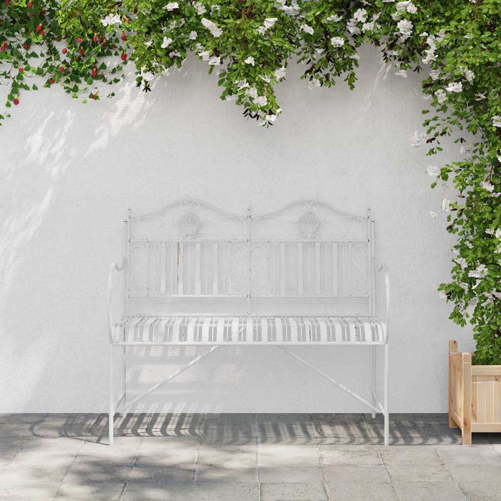 vidaXL Garden Bench Antique White 103.5 x 59 x 89 cm Steel