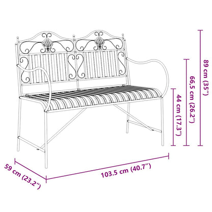 vidaXL Garden Bench Black 103.5 x 59 x 89 cm Steel
