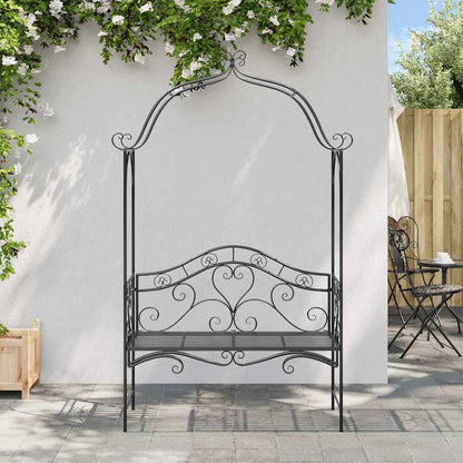 vidaXL Garden Bench Black 121 x 48 x 200 cm Steel