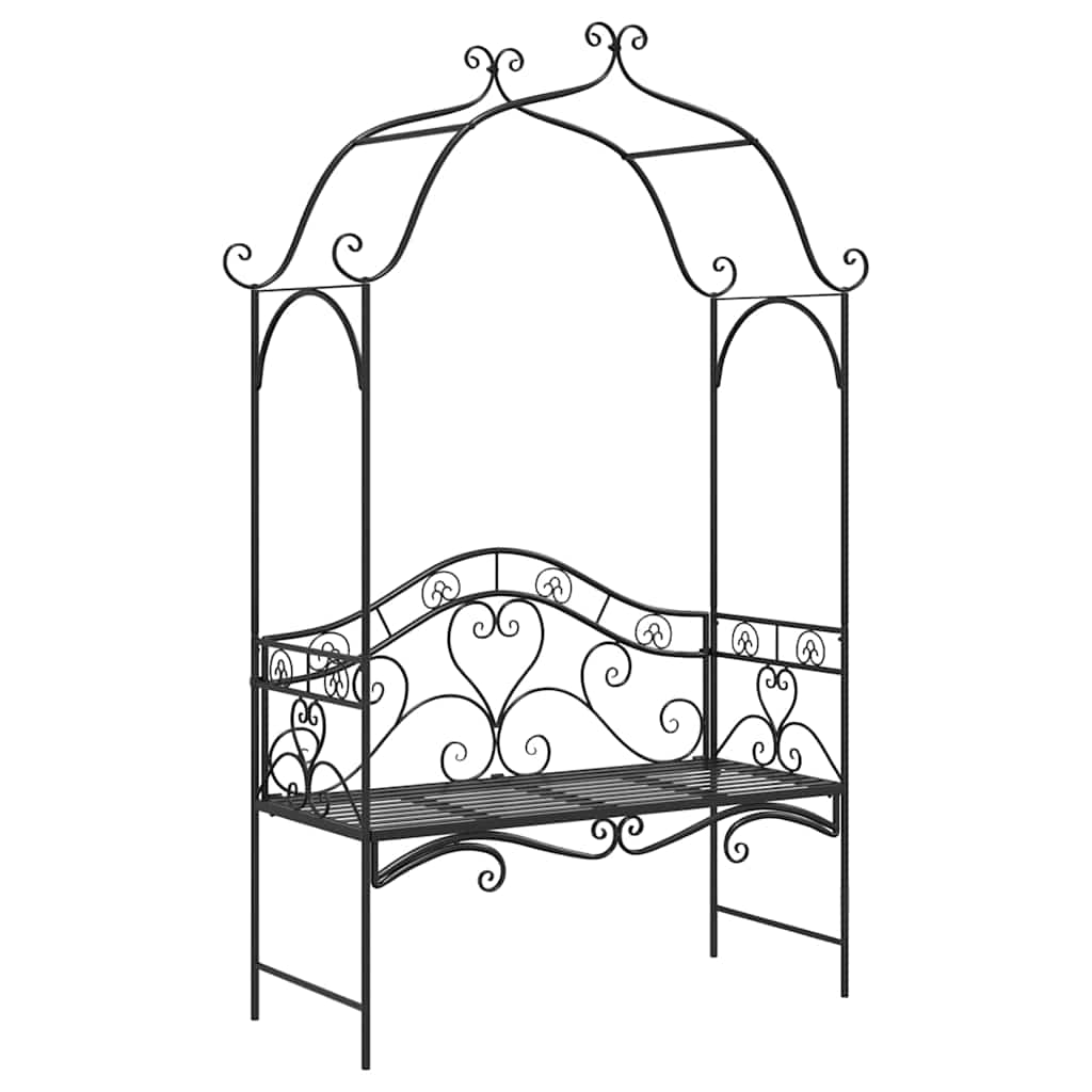 vidaXL Garden Bench Black 121 x 48 x 200 cm Steel