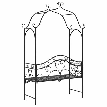 vidaXL Garden Bench Black 121 x 48 x 200 cm Steel