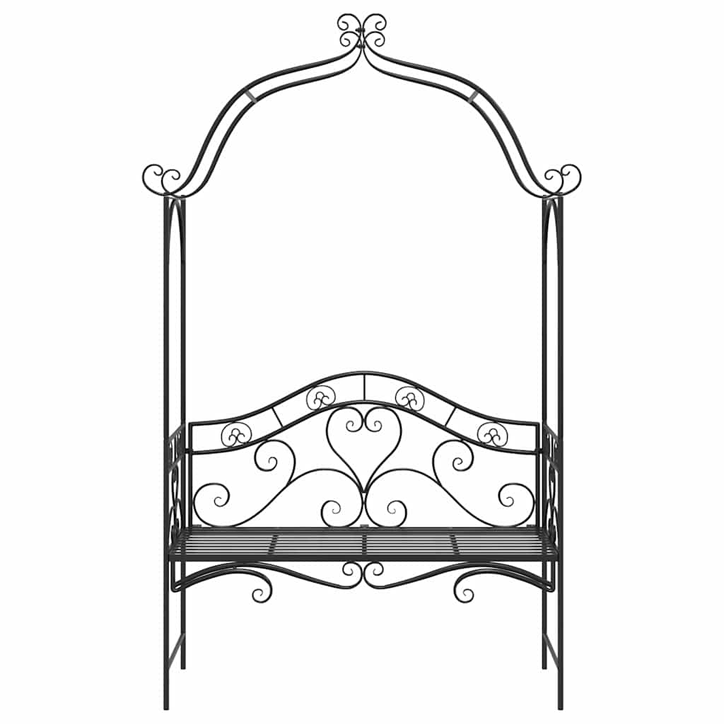 vidaXL Garden Bench Black 121 x 48 x 200 cm Steel