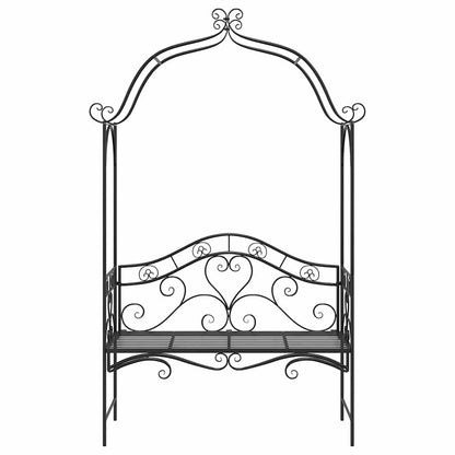 vidaXL Garden Bench Black 121 x 48 x 200 cm Steel